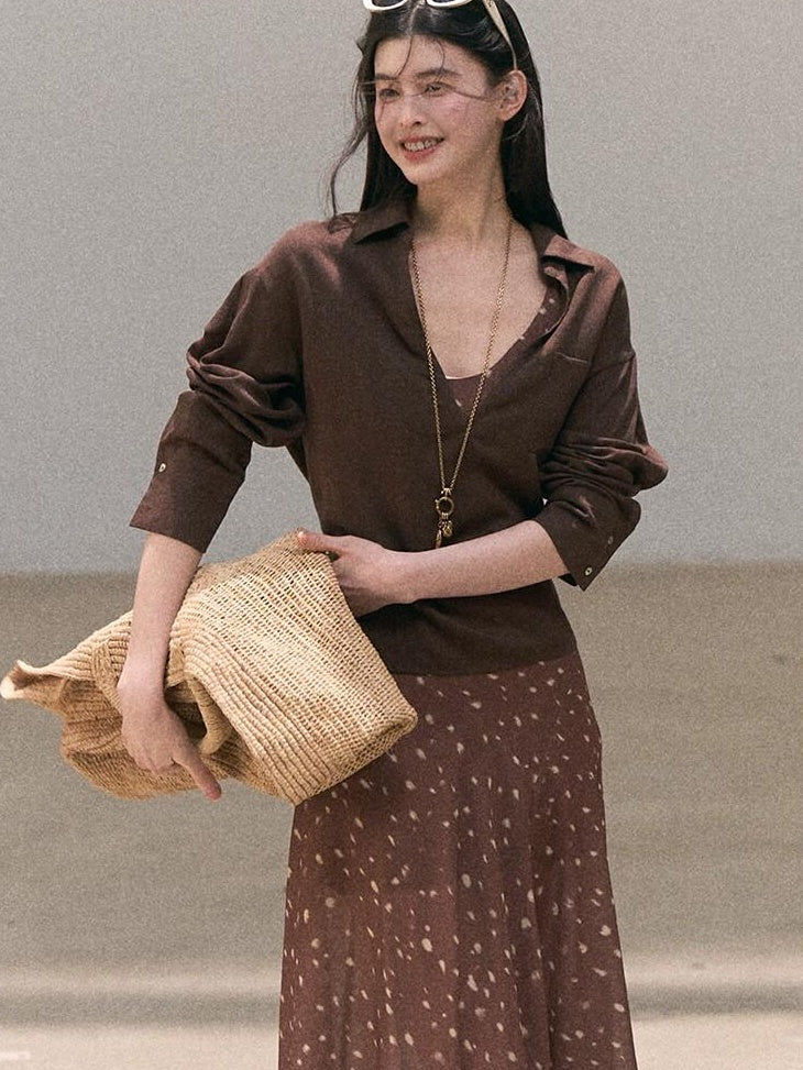 7 OAKMOO Soft Minimalist V-neck Spaghetti Strap Fitted Casual Polyester Maxi Dresses