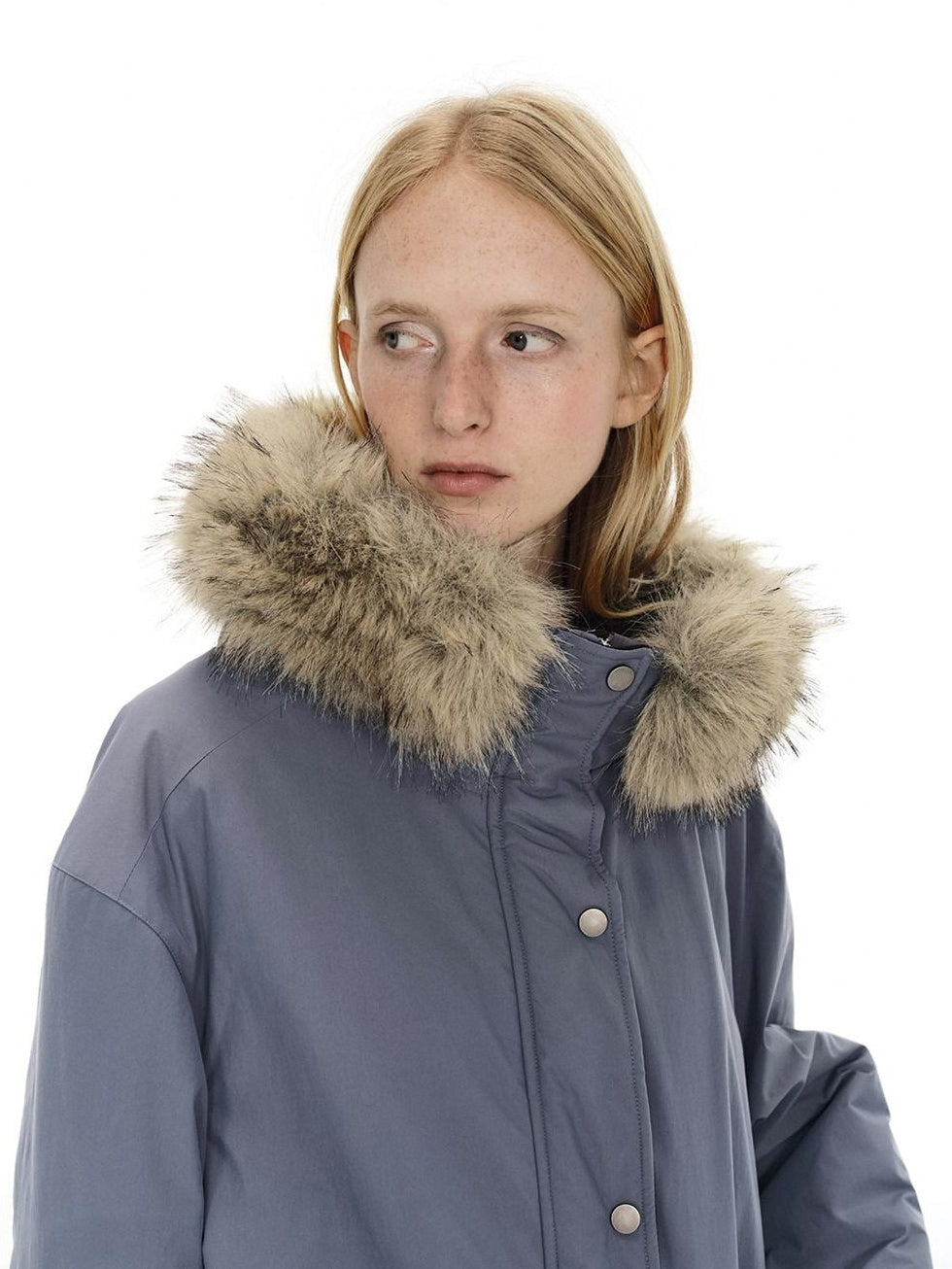 Country Moment Warm Cotton Lined Oversized Quilted Hooded Light Gray Youth Puffer Jackets