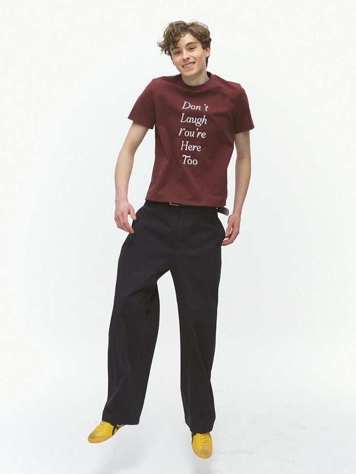Country Moment 100% Cotton Relaxed Printed Crewneck Wine Red Graphic Short Sleeve T-Shirts