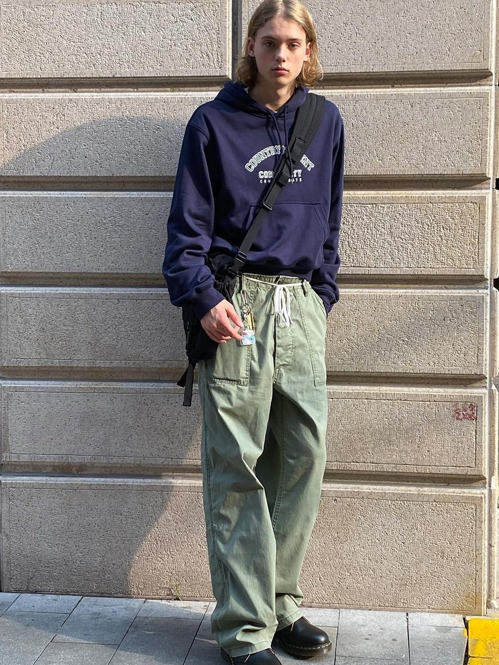 Country Moment Wrinkle Free Mid Rise Straight Workwear Everyday Pure Cotton Olive Cargo Pants