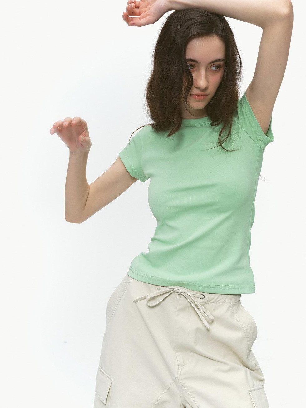 Country Moment Breathable Cotton Slim Fit Crewneck Women Casual Solid Short Sleeve T-Shirts