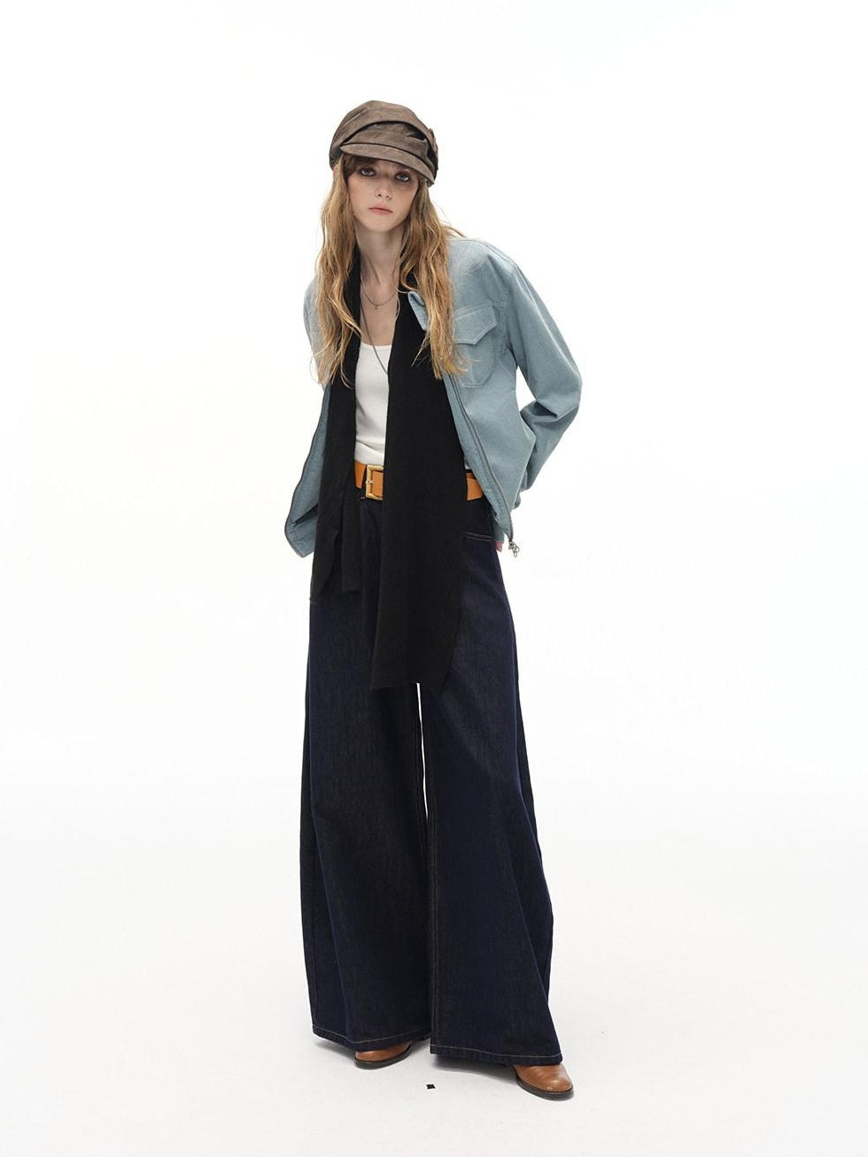 Country Moment High Waist Durable Cotton American Relaxed Raw Denim Non Stretch Wide Leg Jeans
