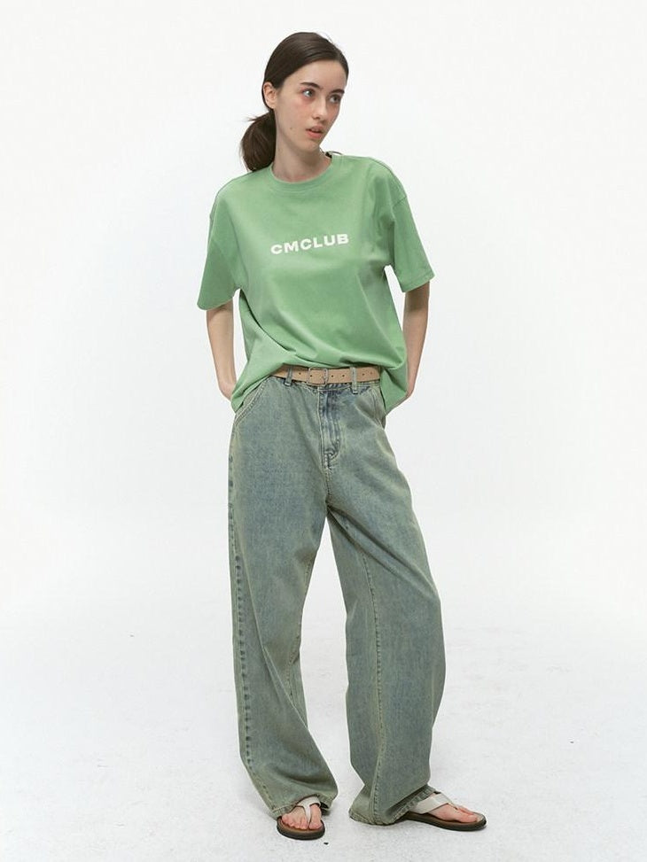 Country Moment Washed Distressed Mid Rise Loose Casual Cotton Vintage Wide Leg Jeans