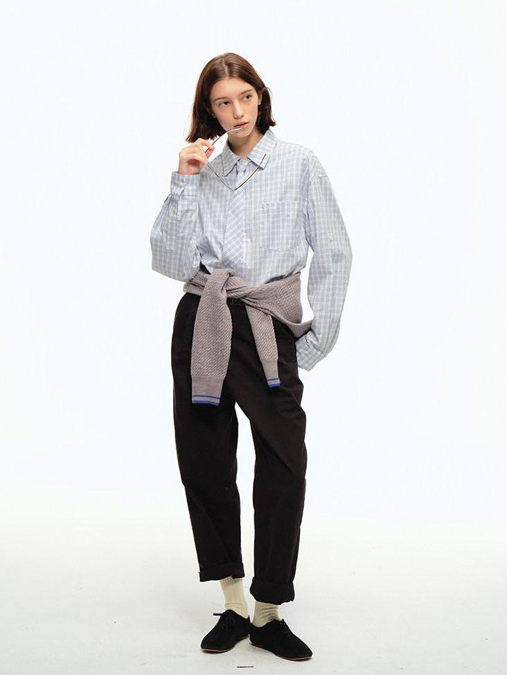 Country Moment Cotton Mid Waist Zip Fly Youth American Casual Daily Khaki Black Straight Pants