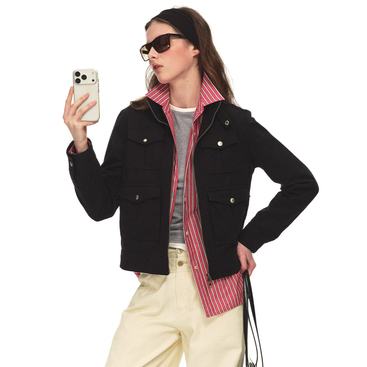 Country_Moment_100%_Cotton_Distressed_Multi_Pocket_Unisex_Black_Zip_Front_Cropped_Jackets_MISSTT