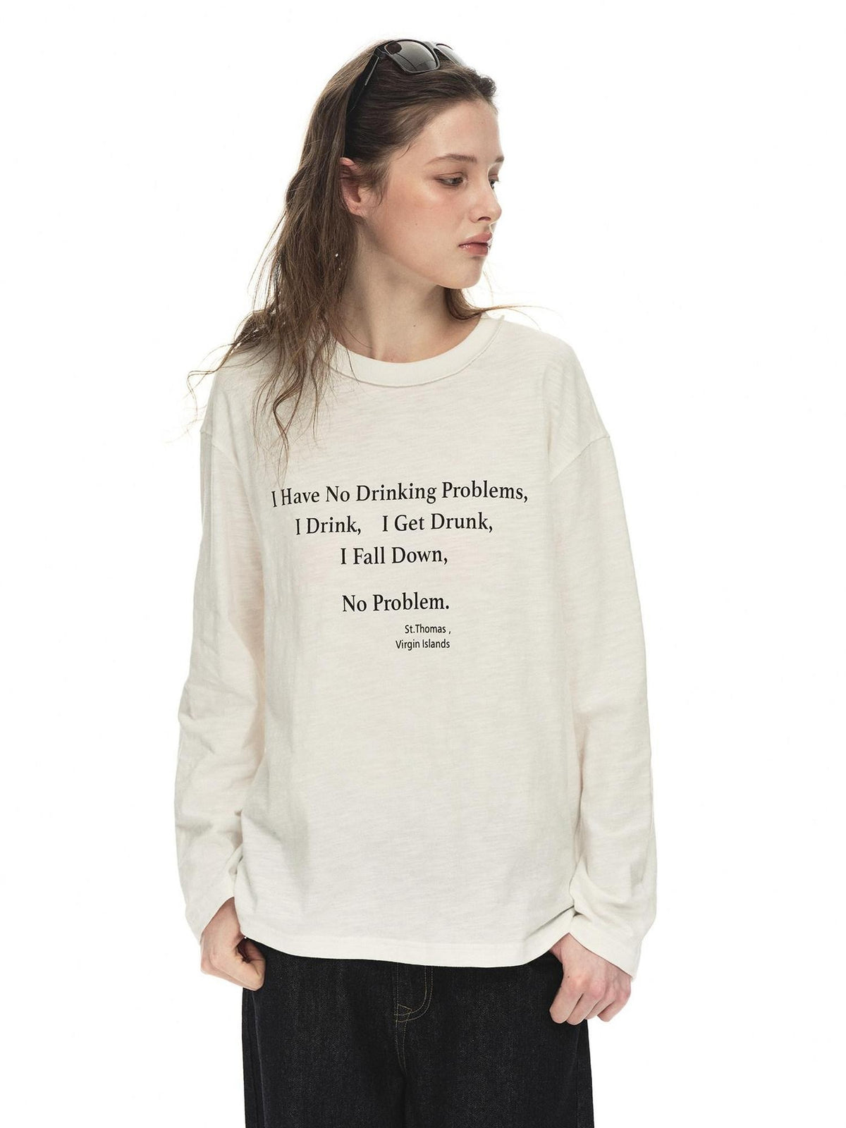 Country Moment Breathable Cotton Slub Loose Printed Women Graphic Citywalk Long Sleeve T-Shirts