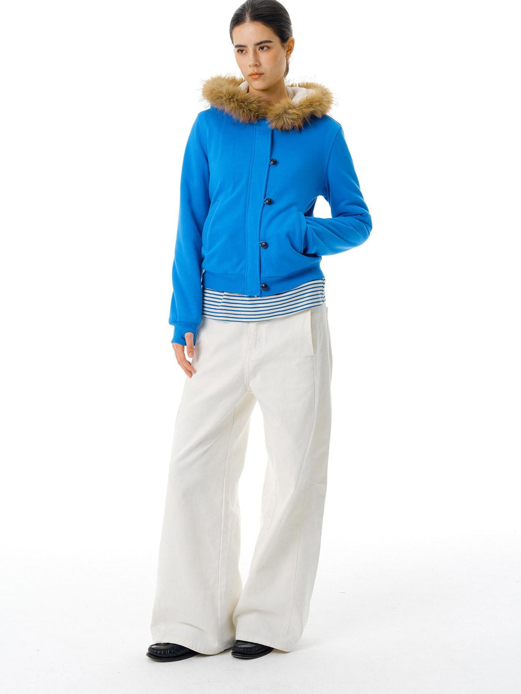 Country Moment Breathable Cotton Mid Waist Patchwork 3D Tailored Casual Khaki Wide Leg Pants