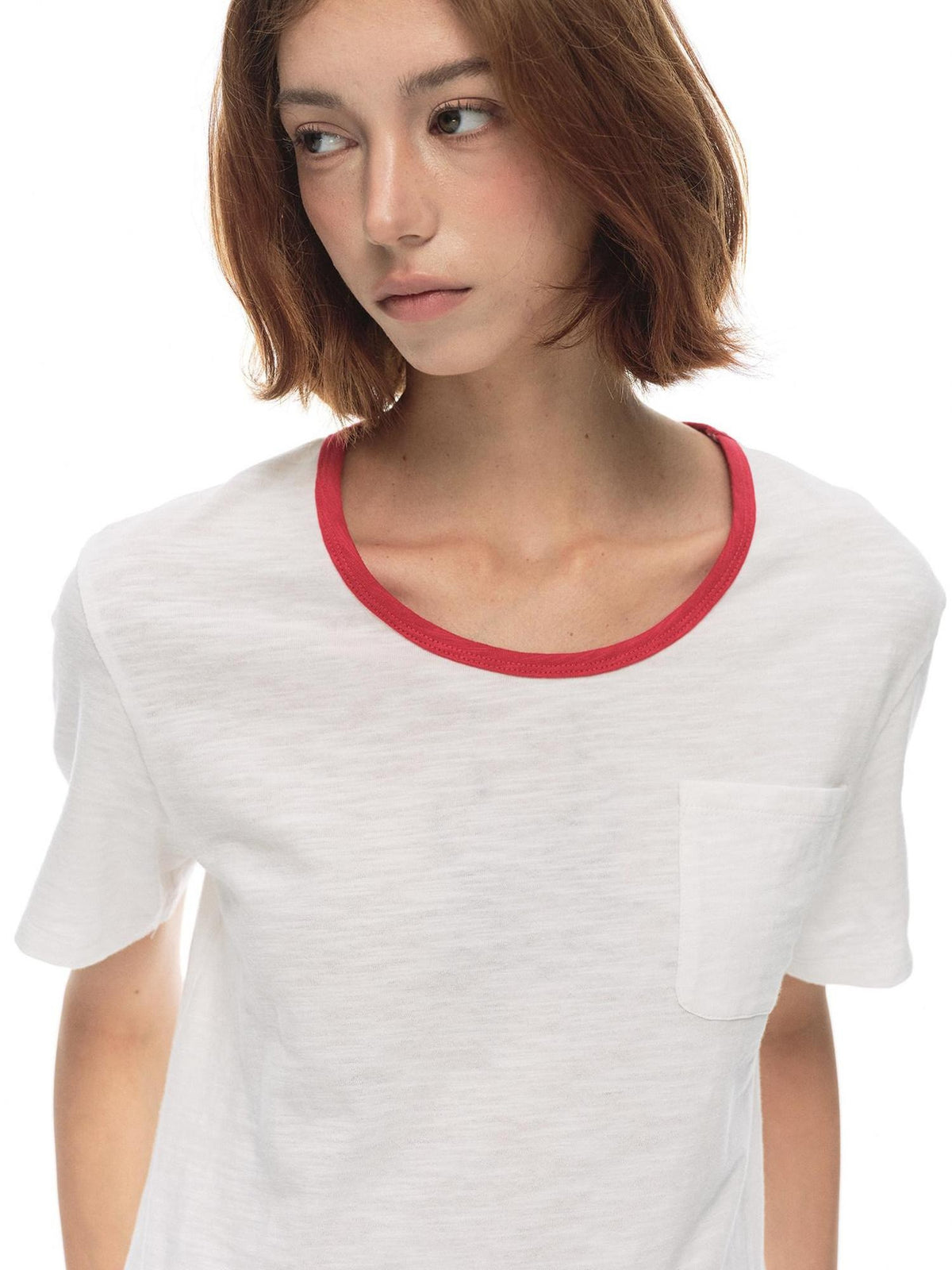 Country Moment Cotton Slub Loose Contrast Ribbed Women Citywalk Pullover Short Sleeve T-Shirts
