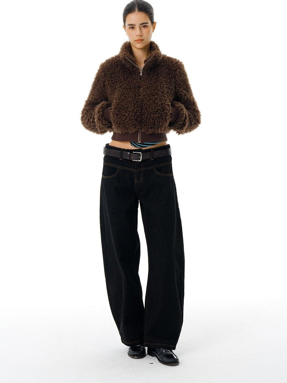Country Moment Mid Rise Topstitch Casual Commute Cotton Slight Stretch Wide Leg Jeans