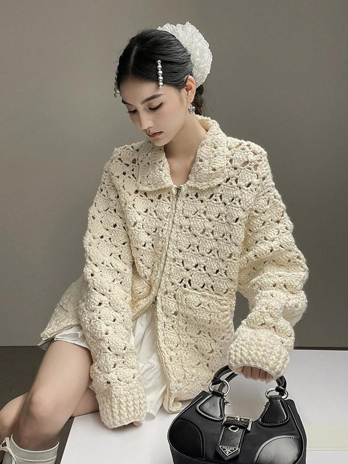 DDGIRL studio Cozy Wool Blend Longline Cardigan Office Commuter One Size Ivory Knit Sweaters