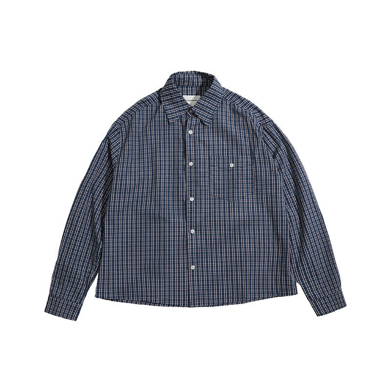 Country_Moment_100%_Cotton_American_Loose_Square_Neck_Blue_Plaid_Teen_Casual_Long_Sleeve_Shirts_MISSTT