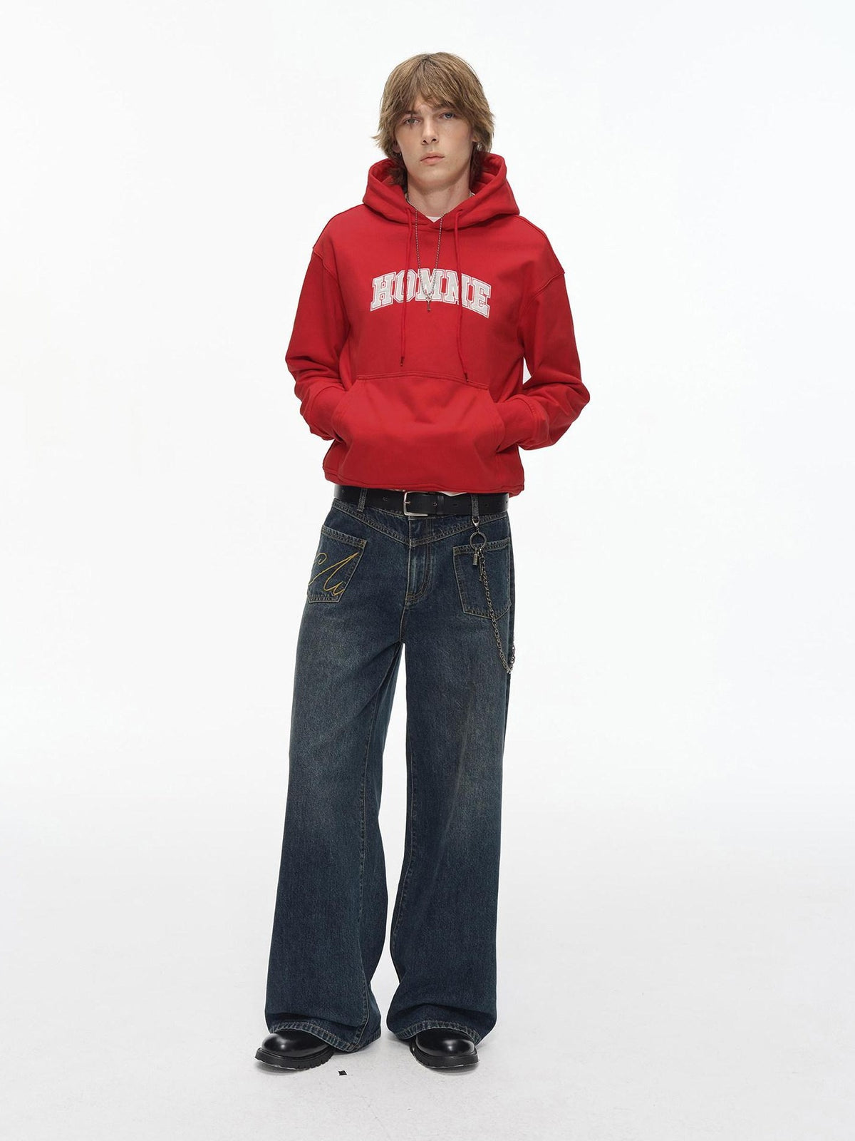 Country Moment Breathable Cotton Embroidered Mid Rise Loose Stonewash Wide Leg Jeans