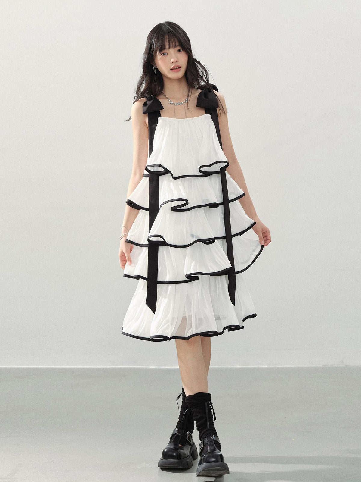 DDGIRL studio Soft Silky Poly Cotton Princess Bow Aline Bardot Wedding Midi Dresses