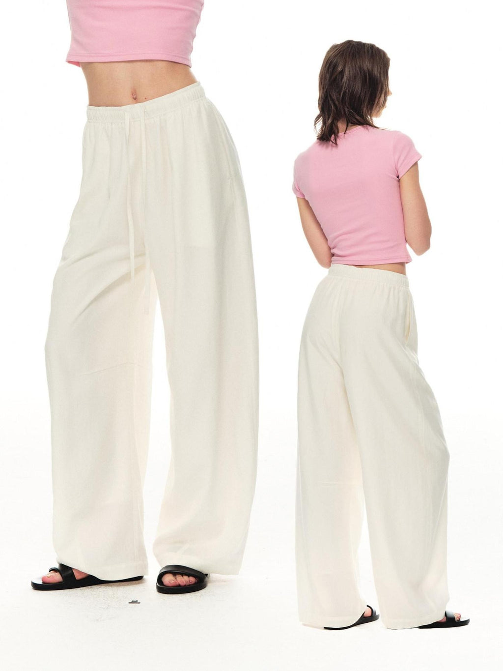 Country Moment Breathable Lyocell Linen Relaxed Balloon Drawstring Unisex Casual Wide Leg Pants