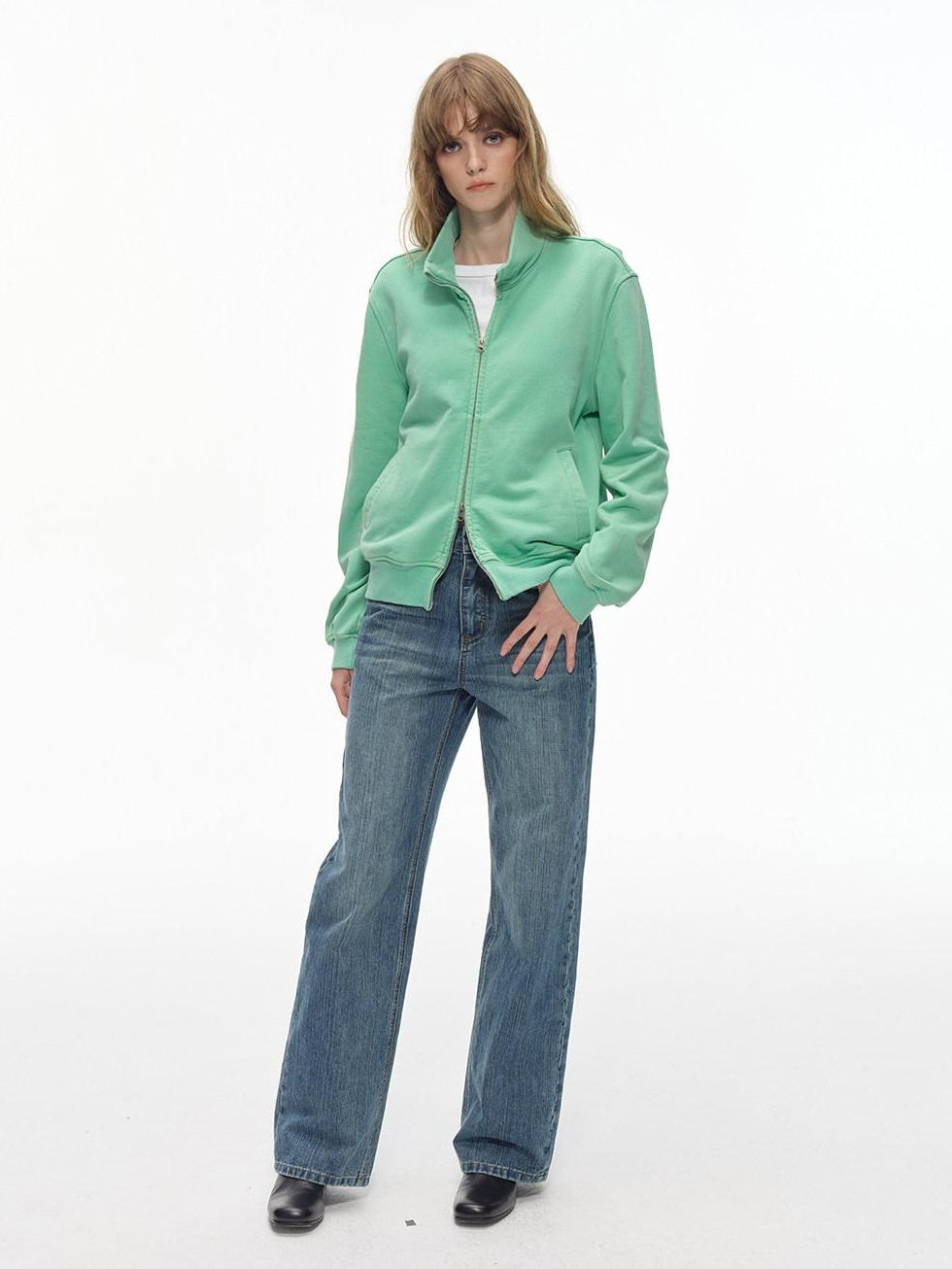 Country Moment Soft Washed Mid Rise Loose Micro Stretch Denim Cotton Blend Straight Leg Jeans