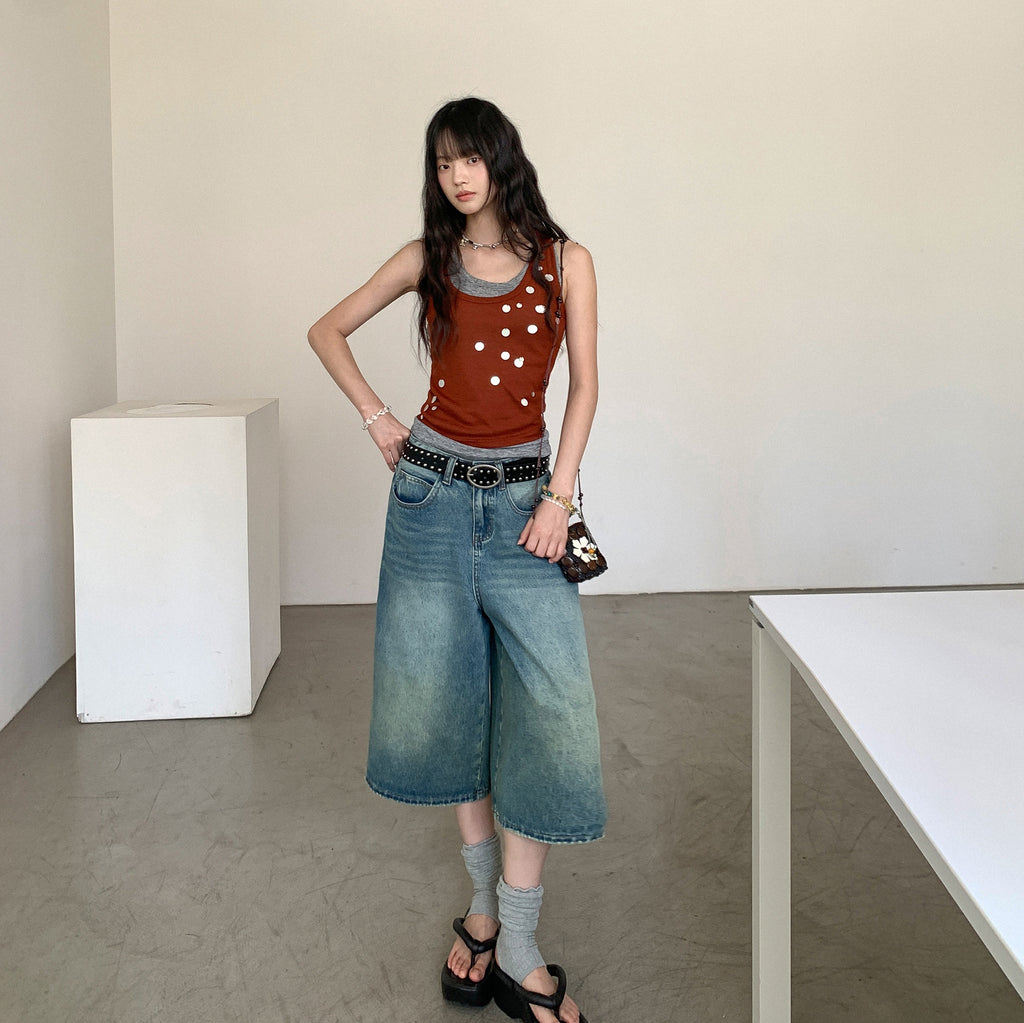 DDGIRL_studio_Stretch_Cotton_Knit_Slim_Camisole_U_Neck_Sequin_Women_Office_Top_&_Pants_Sets_MISSTT