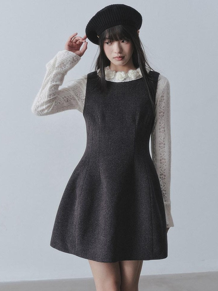 DDGIRL studio Ultra Soft Slim Lace Hollow Knit Pullover Gentle Bloom Daily Sweaters