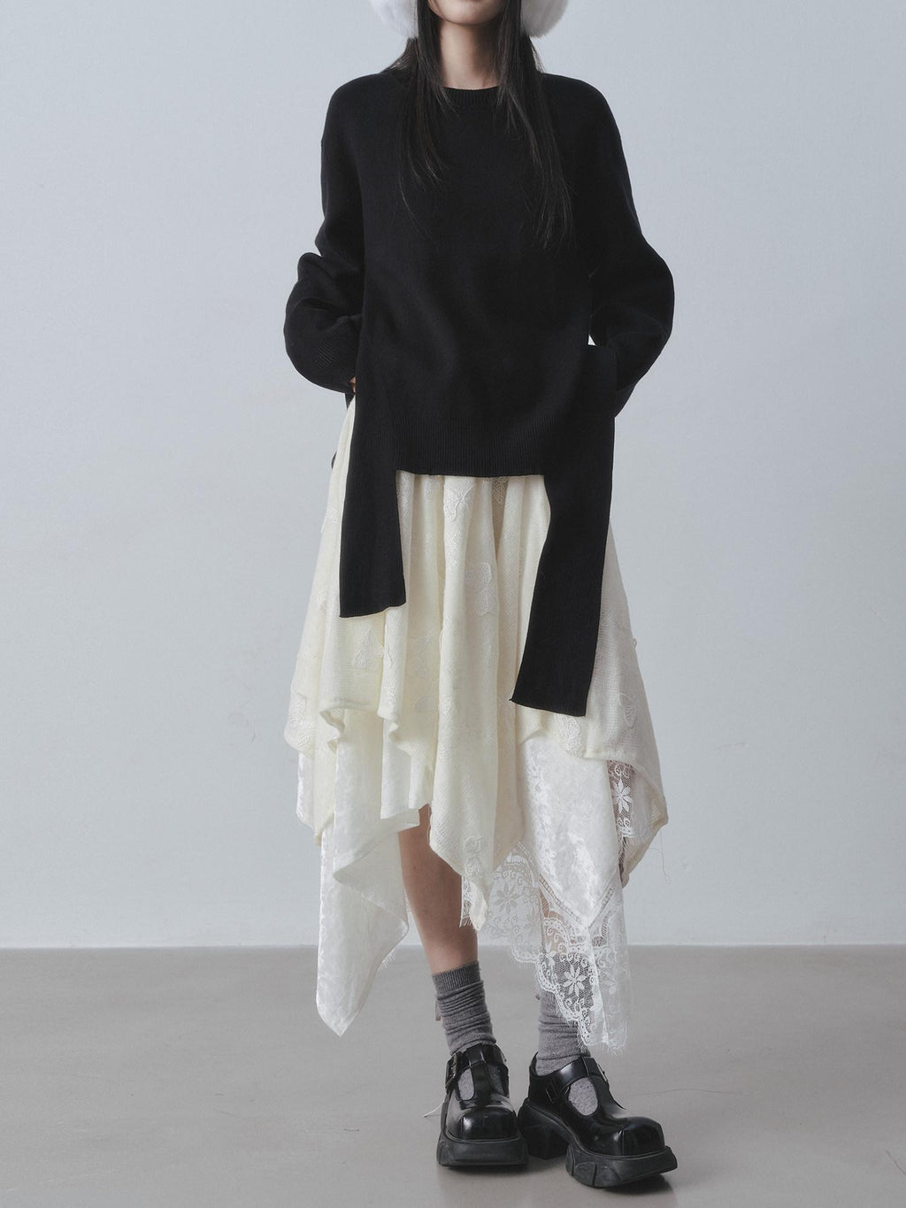 DDGIRL studio Skin Friendly Breathable Lined High Waist Asymmetrical A Line Women Midi Skirts