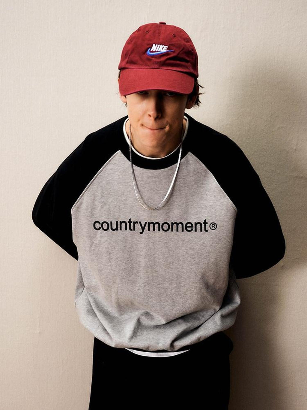 Country Moment Pure Cotton Text Graphic Japanese Loose Crewneck Teen Black Sweatshirt