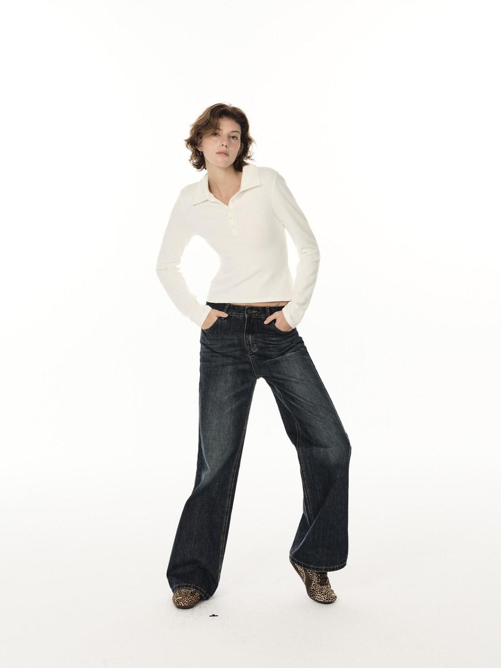 Country Moment Soft Cotton Blend Mid Rise Micro Flare Casual Deep Indigo Straight Leg Jeans