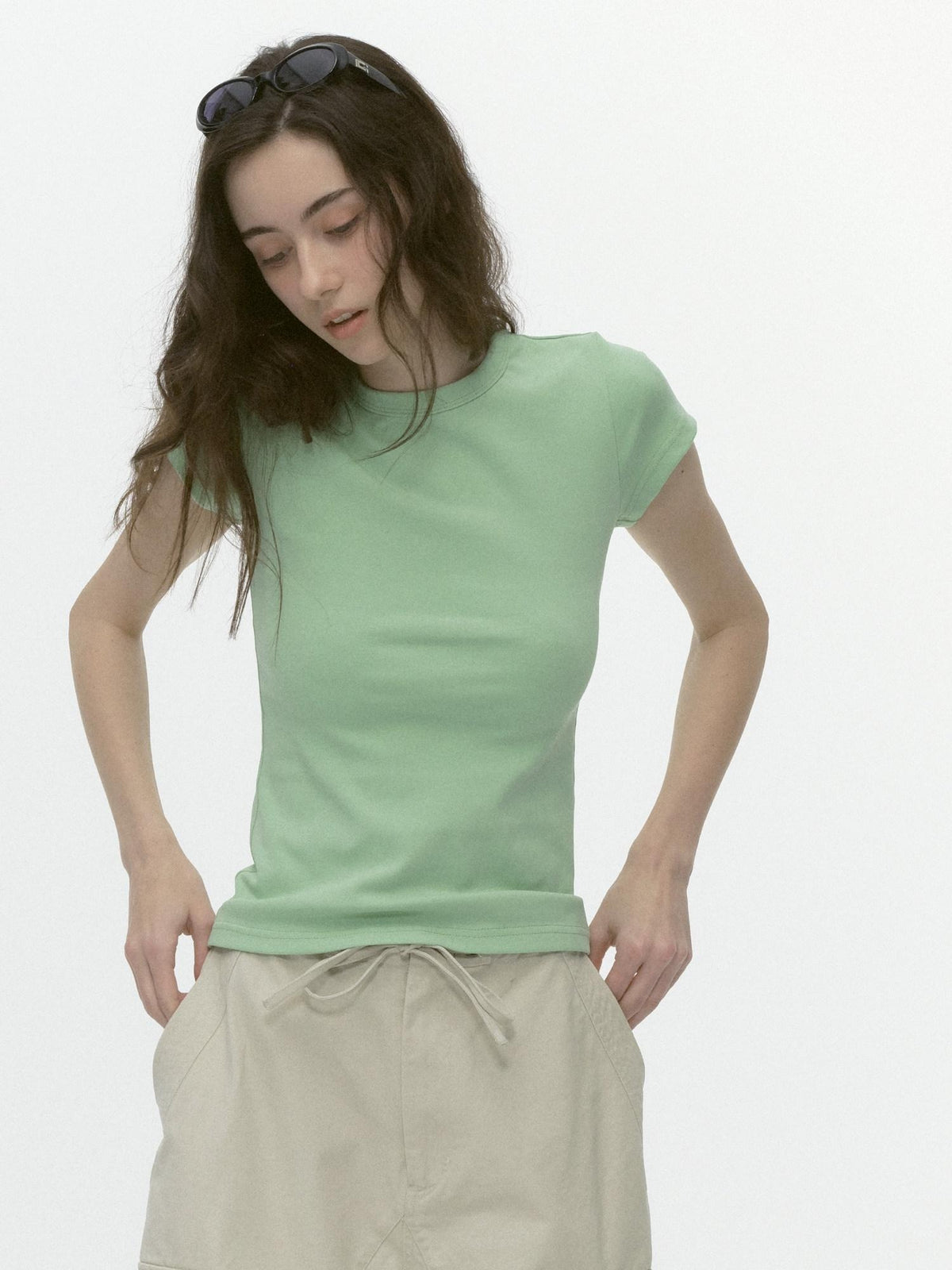 Country Moment Breathable Cotton Slim Fit Crewneck Women Casual Solid Short Sleeve T-Shirts