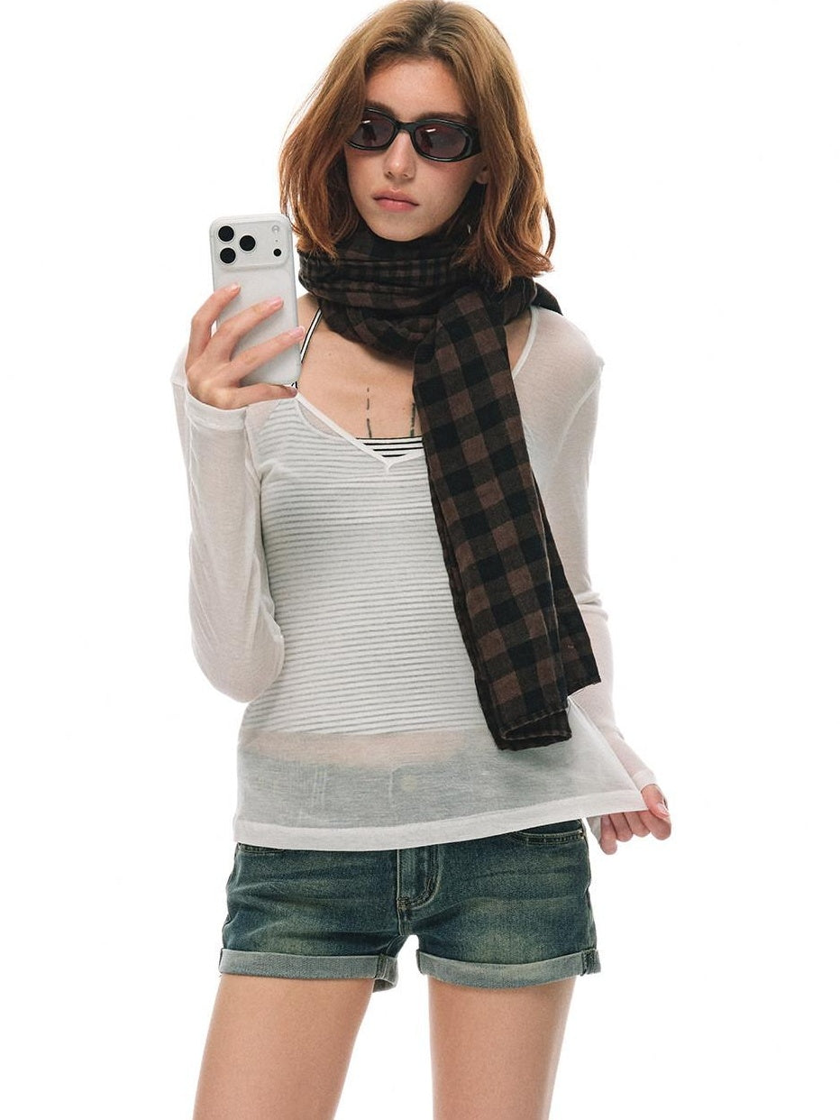 Country Moment Breathable Slim Striped V-neck Unisex Tencel Cotton Backless Camisoles