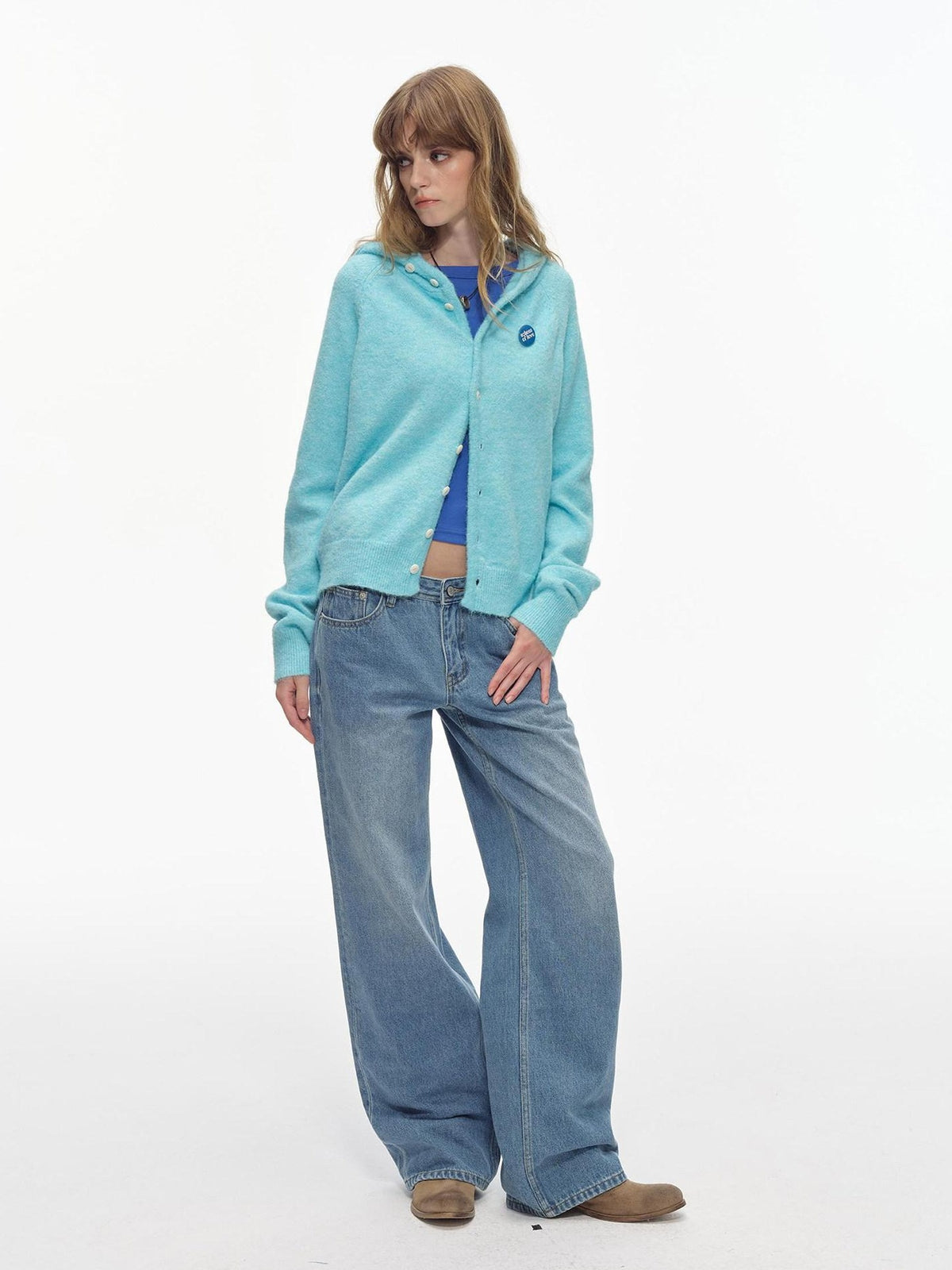 Country Moment Soft Button Closure Hooded Loose Fit Unisex Polyester Blend Cardigans
