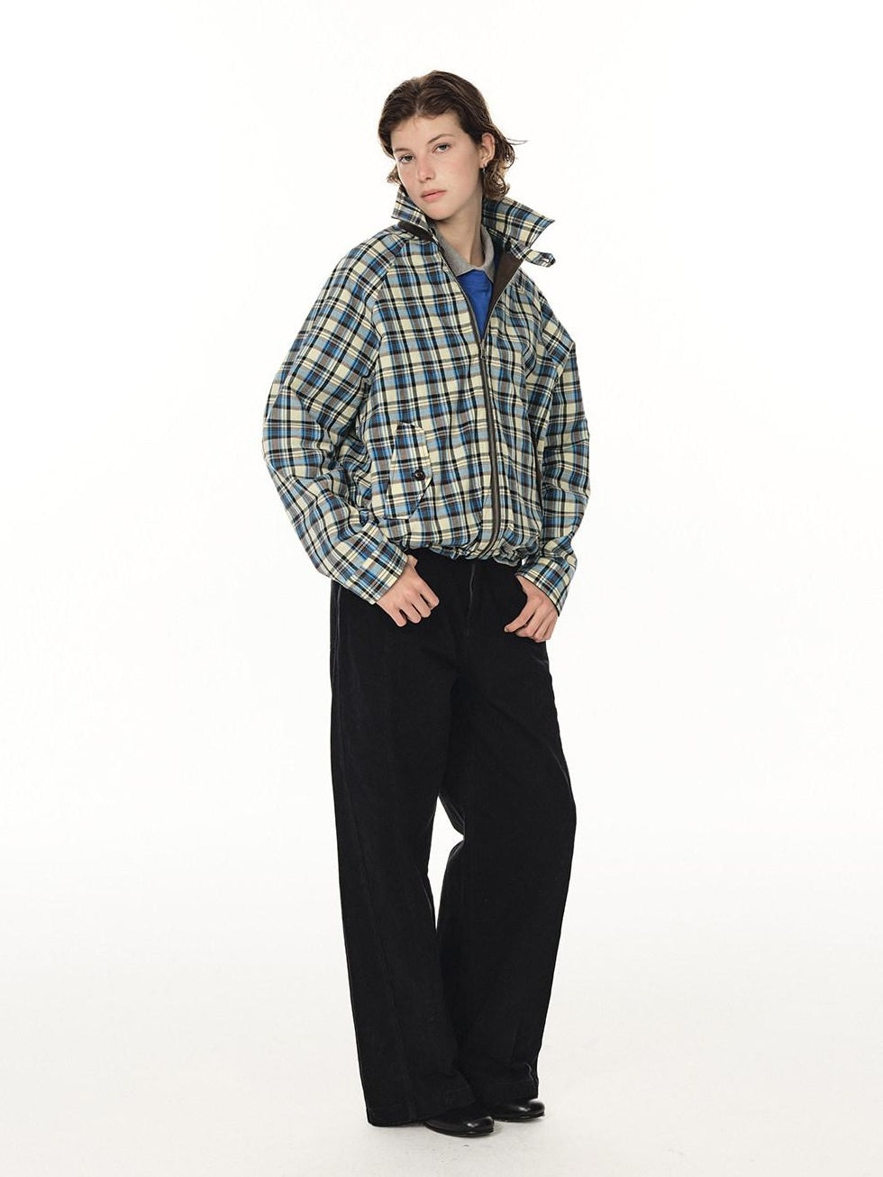 Country Moment Reversible Cotton Relaxed Raglan Unisex Checked Zip Pockets Cropped Jackets