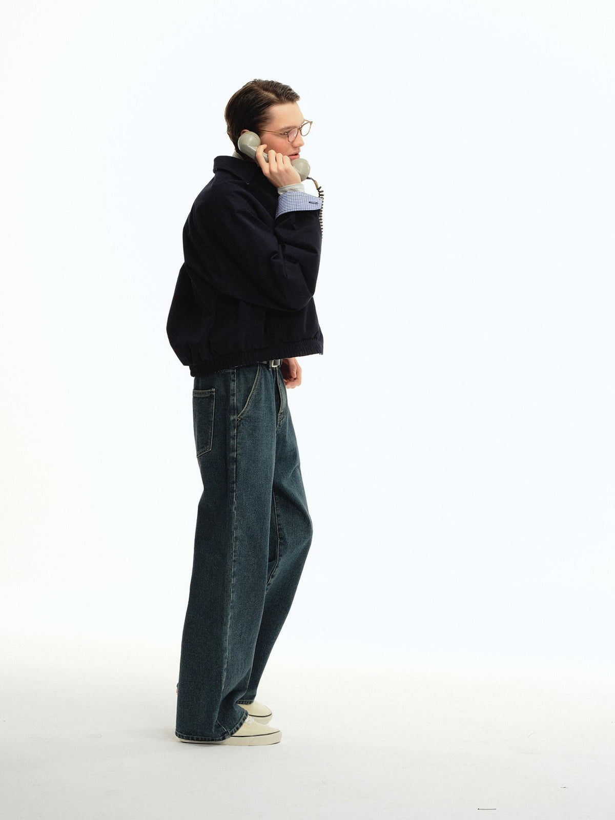 Country Moment Durable 100 Percent Cotton Vintage Blue Midrise Loose American Wide Leg Jeans