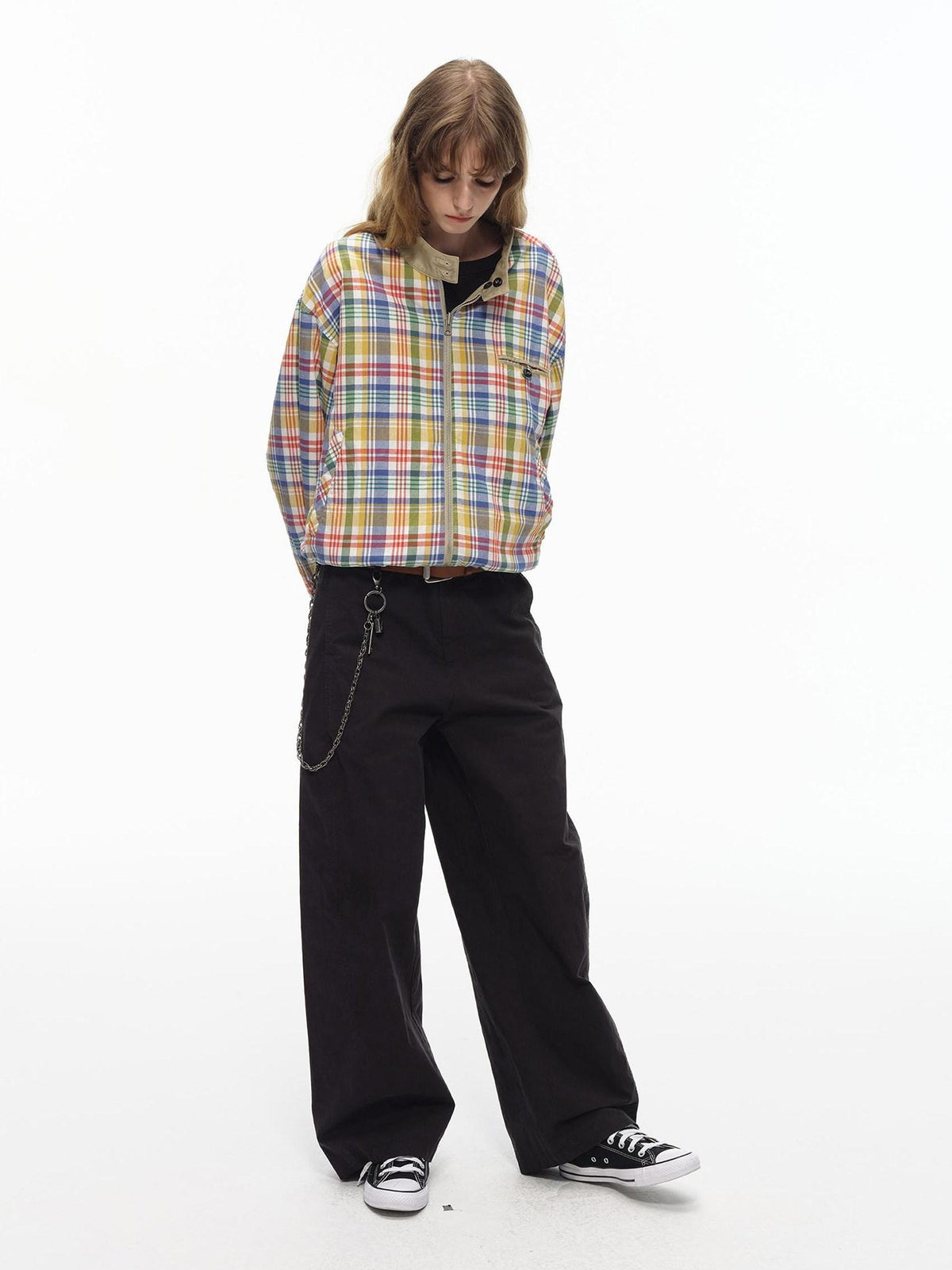 Country Moment Micro Stretch Low Rise Loose Fit Black Cotton Non Deforming Straight Pants