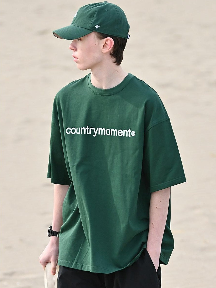 Country Moment Breathable 100% Cotton Relaxed Fit Logo Print Unisex Round Neck Short Sleeve T-Shirts