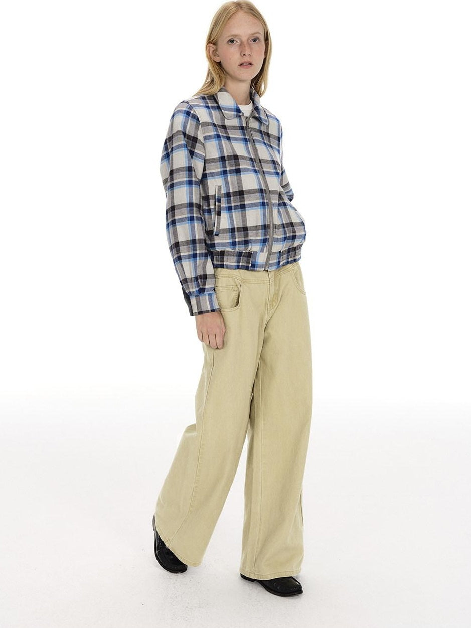 Country Moment Vintage Washed Mid Rise Zipper Flare Loose Casual Unisex Cotton Wide Leg Jeans