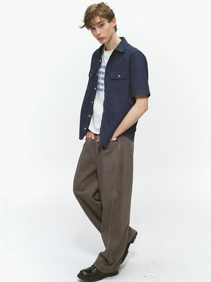 Country Moment Durable 100% Cotton Mid Rise Relaxed Zip Fly Casual Deep Green Wide Leg Jeans