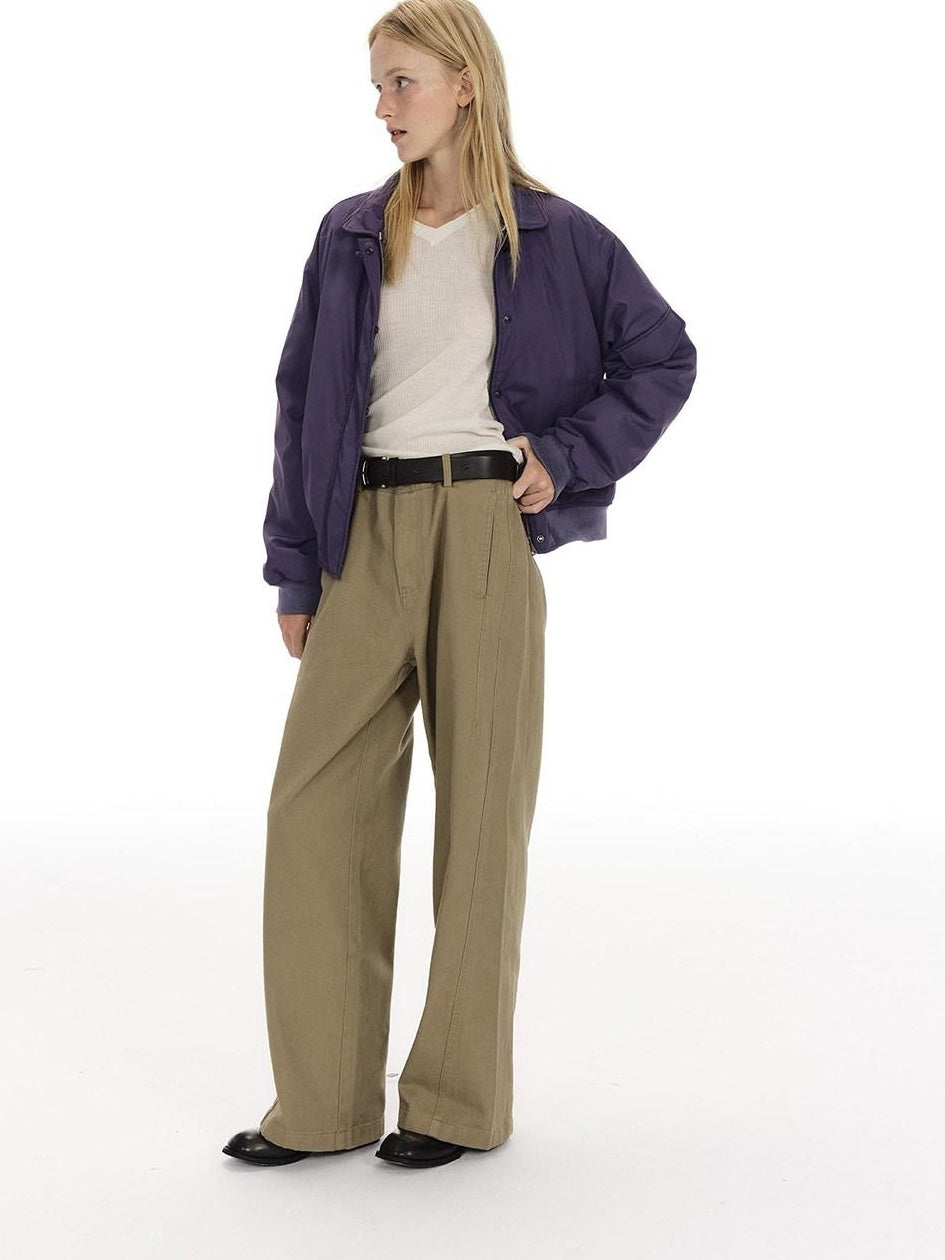 Country Moment 100 Percent Cotton Relaxed Wide Leg Casual Unisex Khaki Black Cargo Pants
