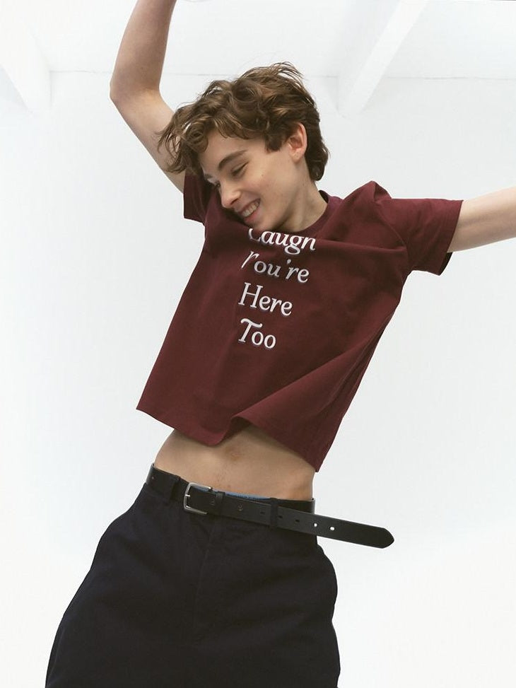 Country Moment 100% Cotton Relaxed Printed Crewneck Wine Red Graphic Short Sleeve T-Shirts