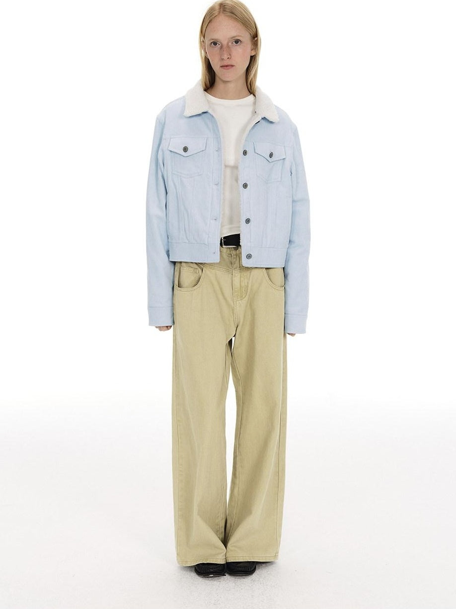 Country Moment Vintage Washed Mid Rise Zipper Flare Loose Casual Unisex Cotton Wide Leg Jeans