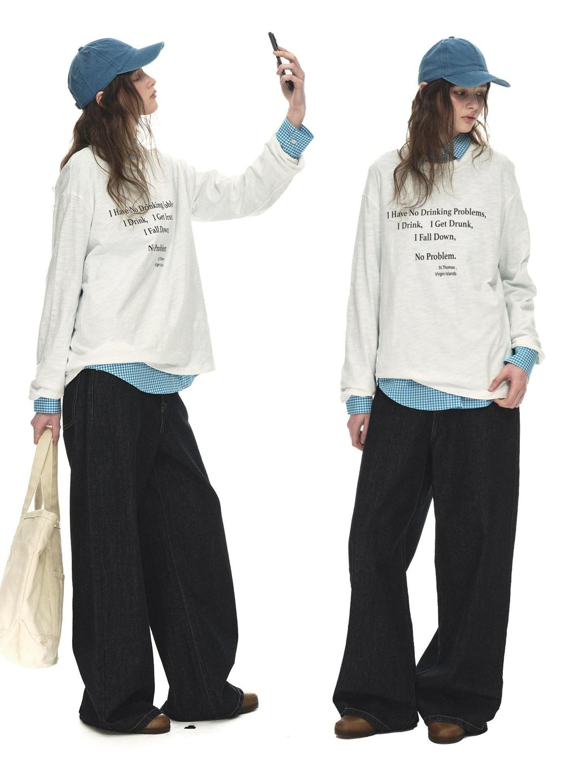 Country Moment Breathable Cotton Slub Loose Printed Women Graphic Citywalk Long Sleeve T-Shirts