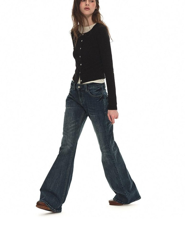 Country Moment Soft Cotton Blend Slim Cropped Round Neck Women Black Button Cardigans