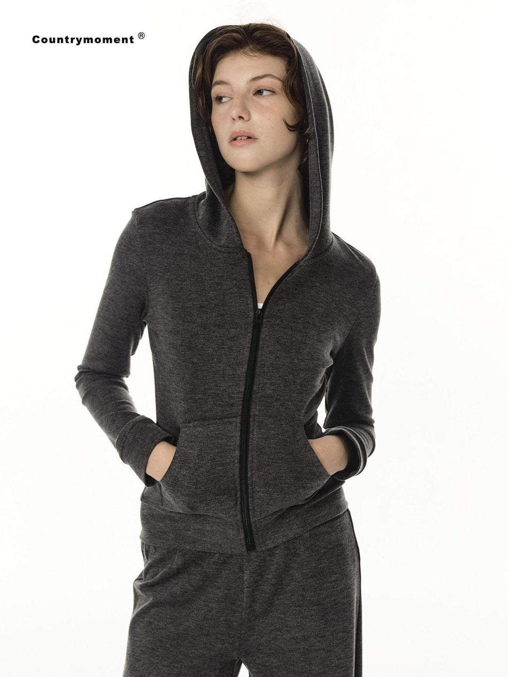 Country Moment Slimming Loose Fit Hooded Zip Tracksuit Men Casual Cotton Blend Top & Pants Sets