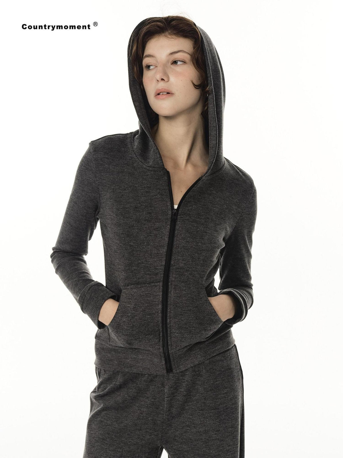 Country Moment Slimming Loose Fit Hooded Zip Tracksuit Men Casual Cotton Blend Top & Pants Sets