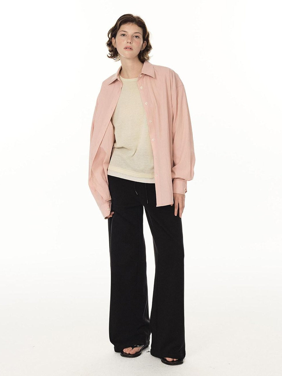 Country Moment Durable Cotton Mid Rise Straight Elastic Youth Casual Black Gray Wide Leg Pants