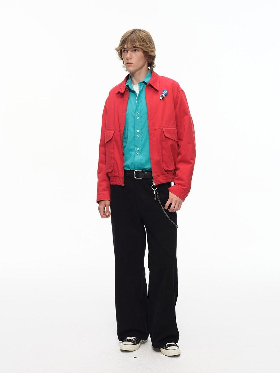 Country Moment Washed Cotton Durable Mid Rise Relaxed Zip Fly Youth Casual Wide Leg Pants