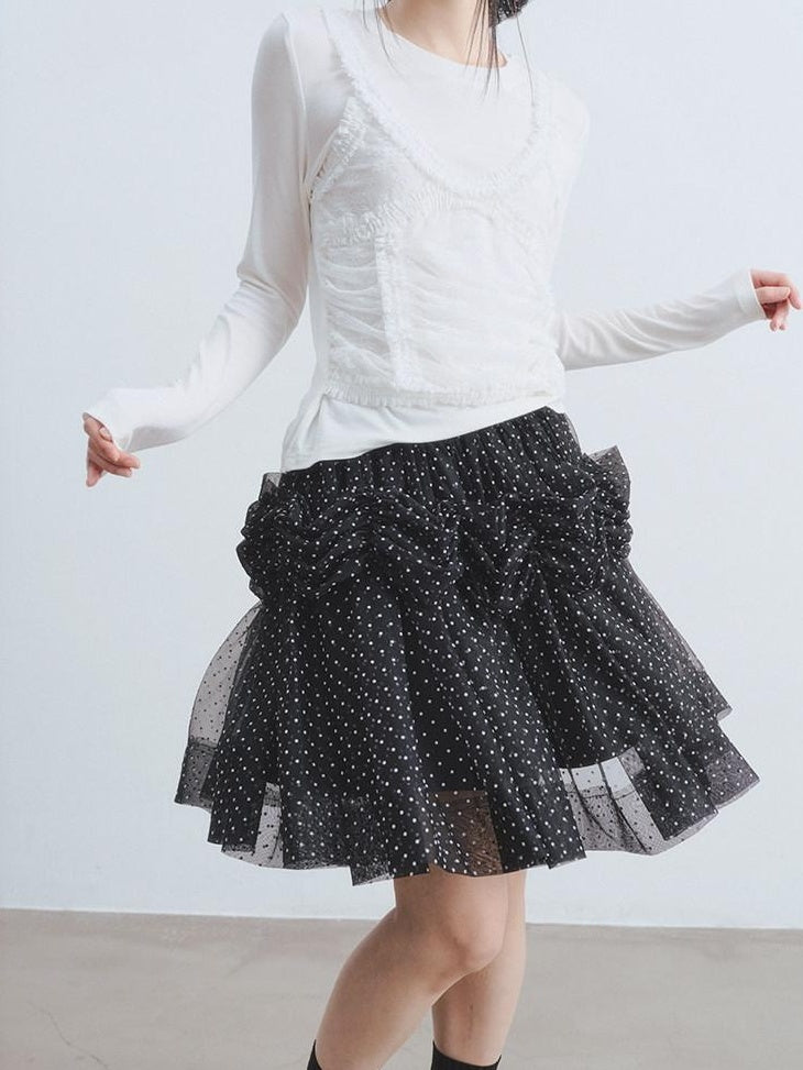 DDGIRL studio Breathable Commuter Tencel Wool Lace Faux Women White Long Sleeve T-Shirts