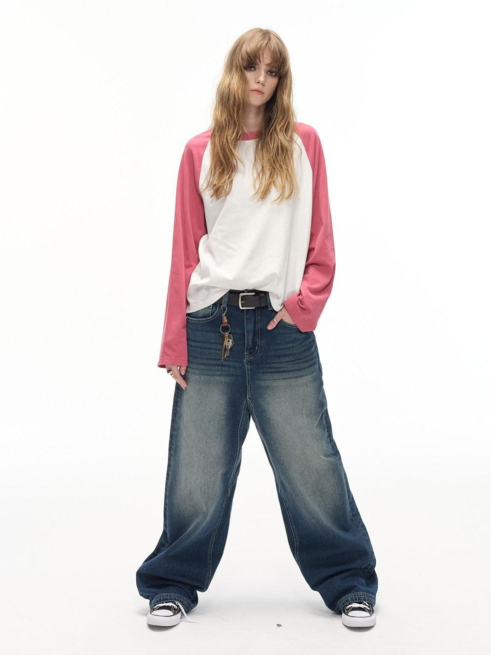 Country Moment 100% Cotton Soft Loose Colorblock Raglan Unisex Casual Long Sleeve T-Shirts