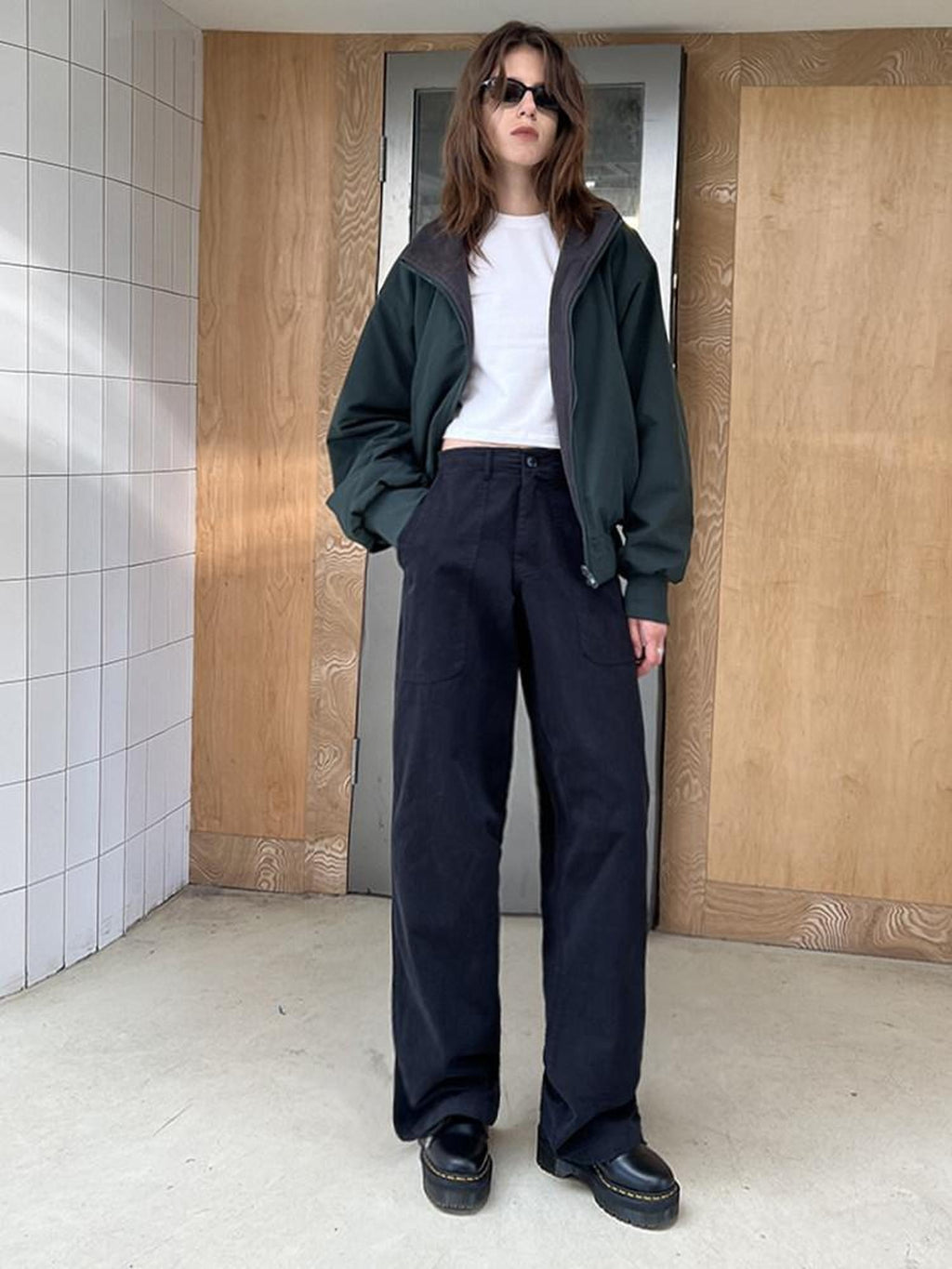 Country Moment Wrinkle Free Mid Rise Straight Workwear Everyday Pure Cotton Olive Cargo Pants