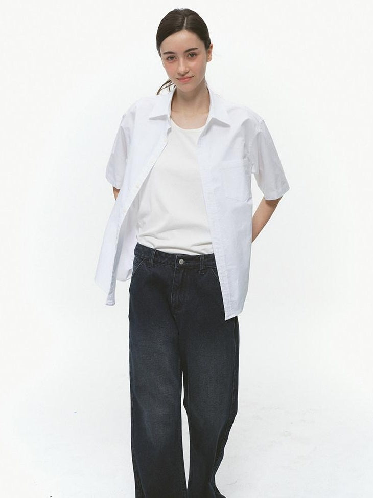 Country Moment Durable 100 Percent Cotton Loose Fit Short Sleeve Collared Unisex Solid Shirts