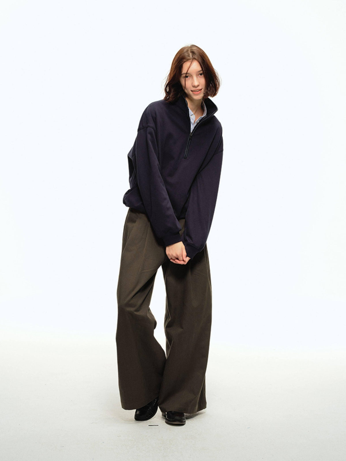 Country Moment Lyocell Cotton Blend Extra Wide Flared Youth Casual Brown Wide Leg Pants