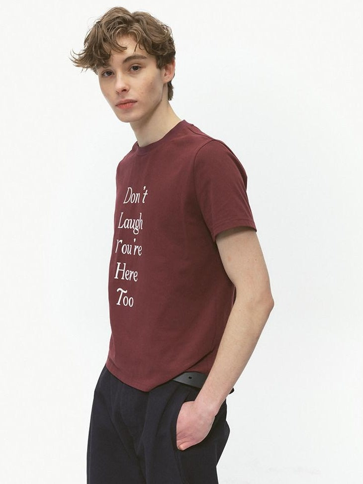 Country Moment 100% Cotton Relaxed Printed Crewneck Wine Red Graphic Short Sleeve T-Shirts