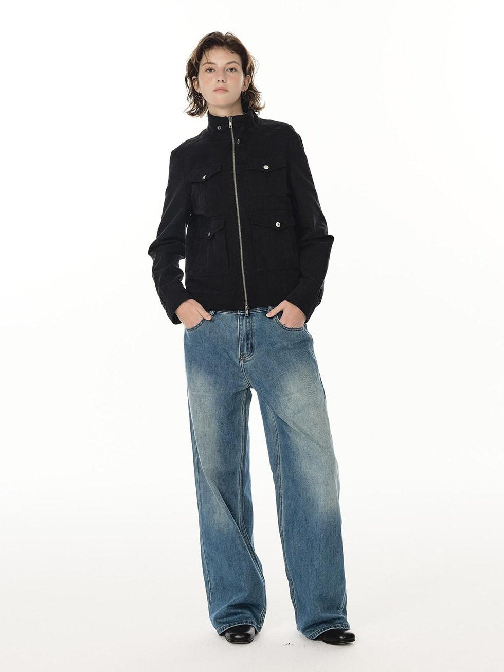 Country Moment Durable Cotton Utility Structured Multi Pocket Unisex Zip Cropped Jackets