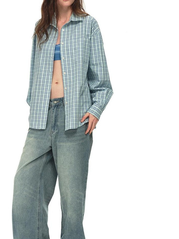 Country Moment Breathable 100 Percent Cotton Loose American Drop Shoulder Men Plaid Shirts